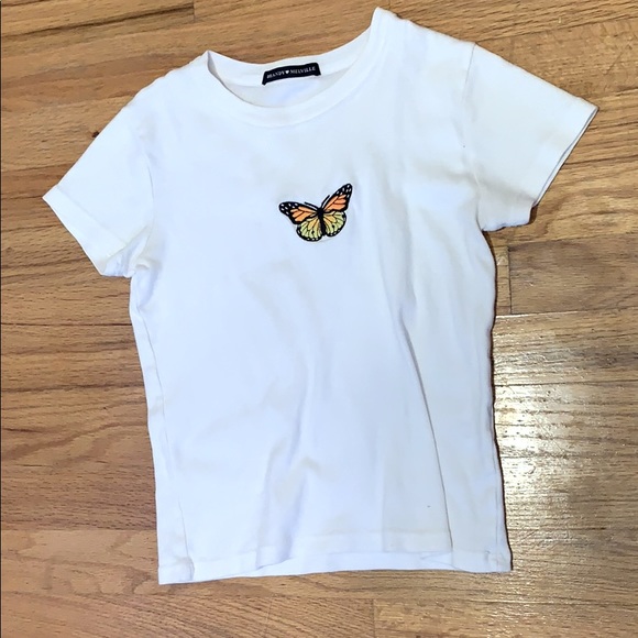 white butterfly brandy mellville cropped shirt - Picture 1 of 4